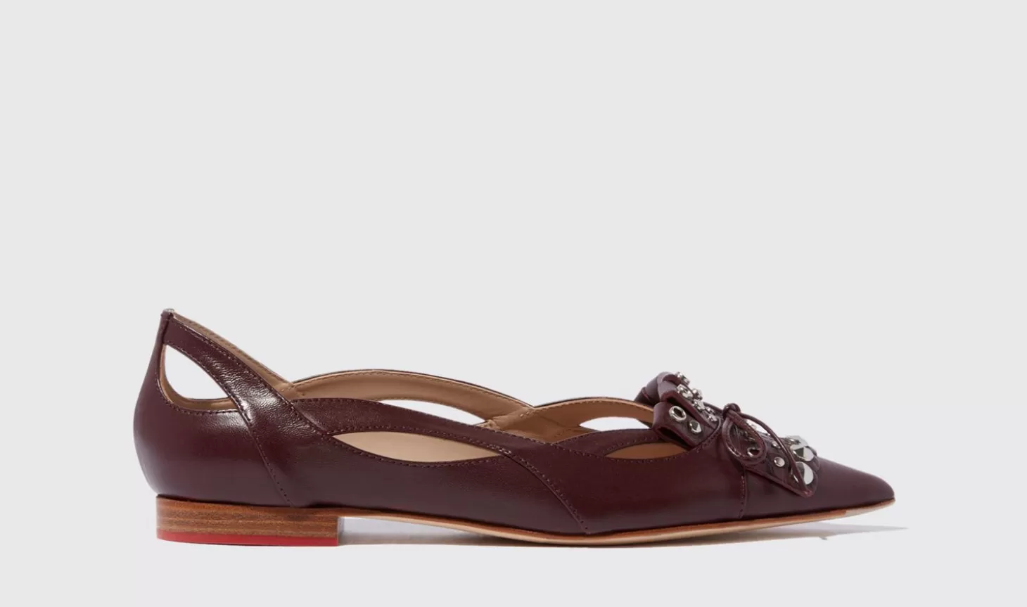 Scarosso Ballerinas-Cherry Bordeaux - Calf