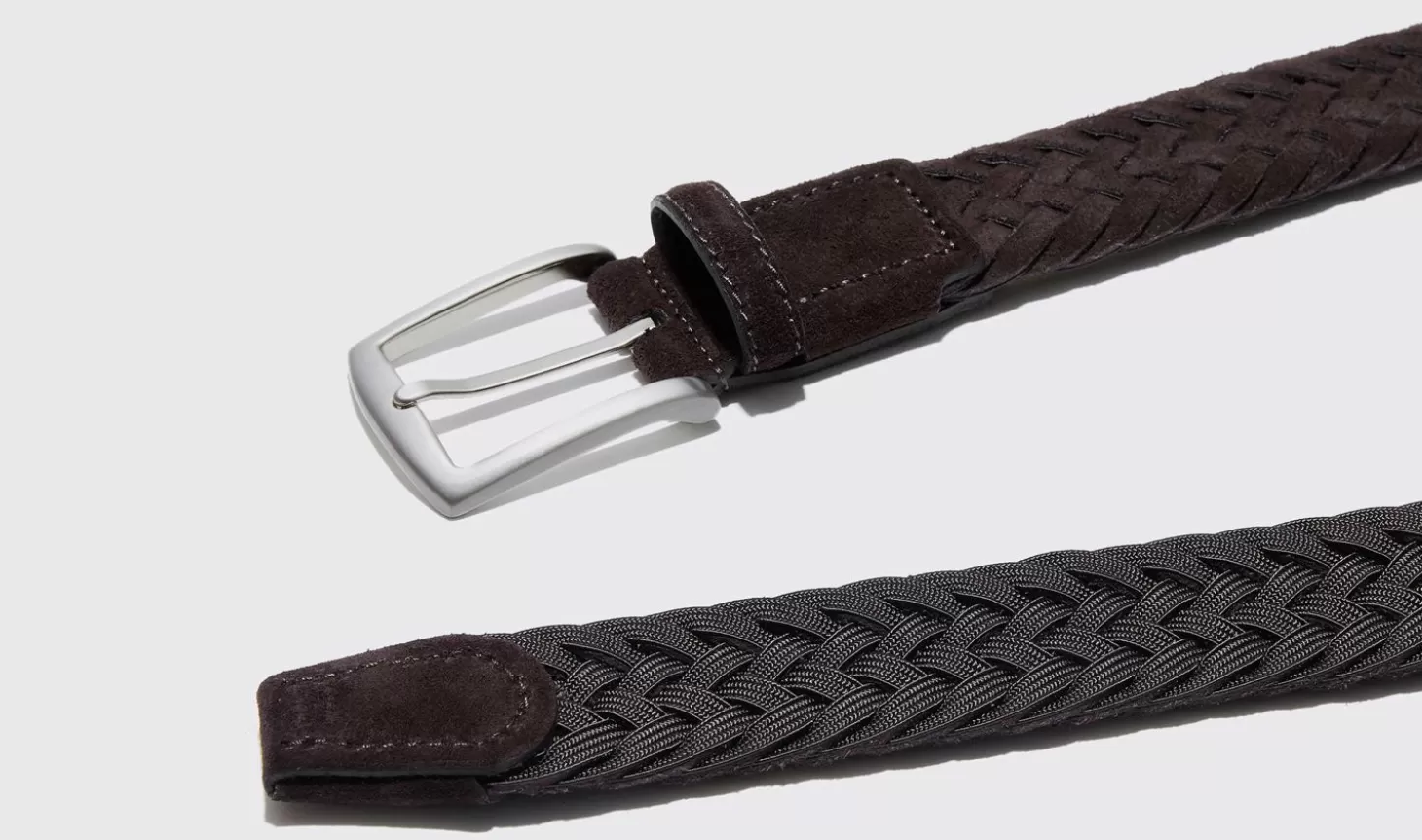 Scarosso Belts-Cintura Marrone Intrecciata Scamosciata Brown Suede