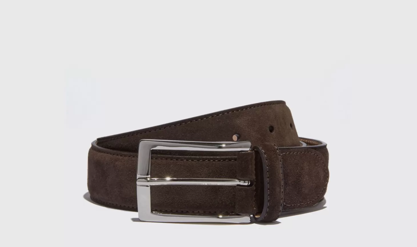 Scarosso Belts-Cintura Testa Di Moro Classica Dark Brown Suede