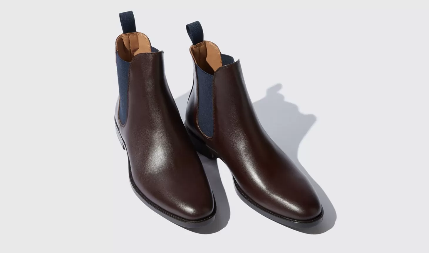 Scarosso Chelsea Boots-Giacomo Testa Di Moro Brown Calf - Blue Stretch