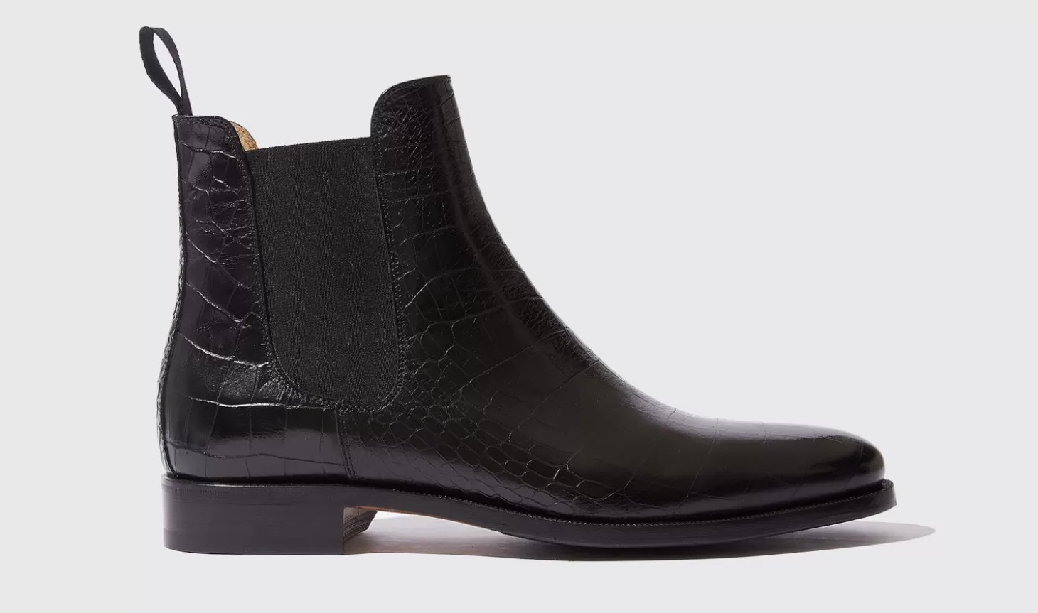 Scarosso Chelsea Boots-Giancarlo Nero Cocco Black - Croco-Printed Calf