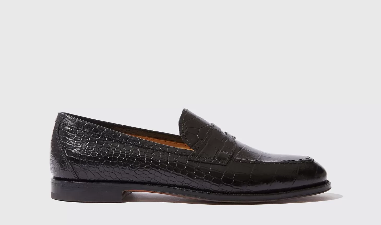 Scarosso Loafers-Stefano Nero Cocco Black - Croco-Printed Calf